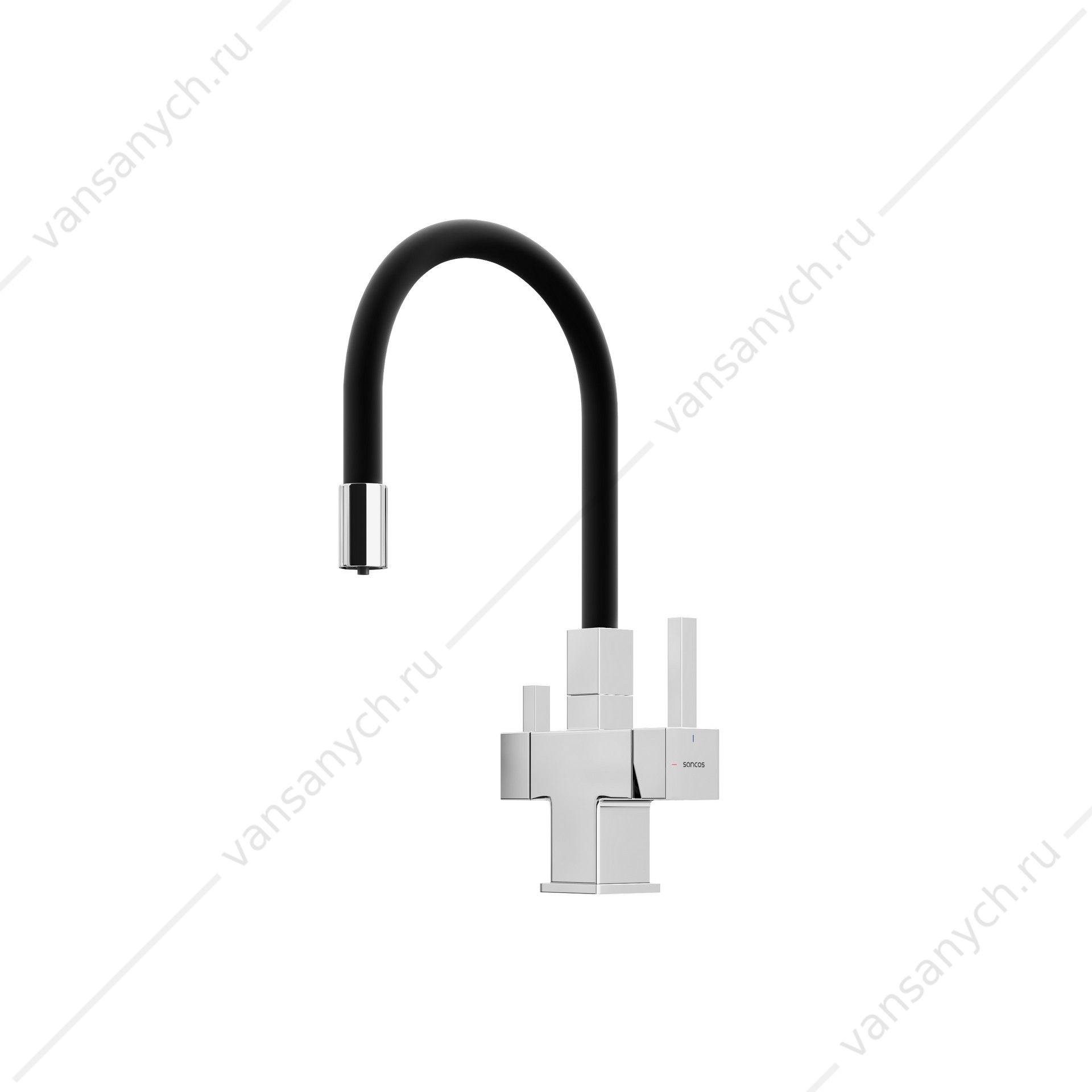 Смеситель с гибким изливом Sancos Arno SC4005CH хром/черный SANCOS (Италия) купить в Тюмени (Ван Саныч™)