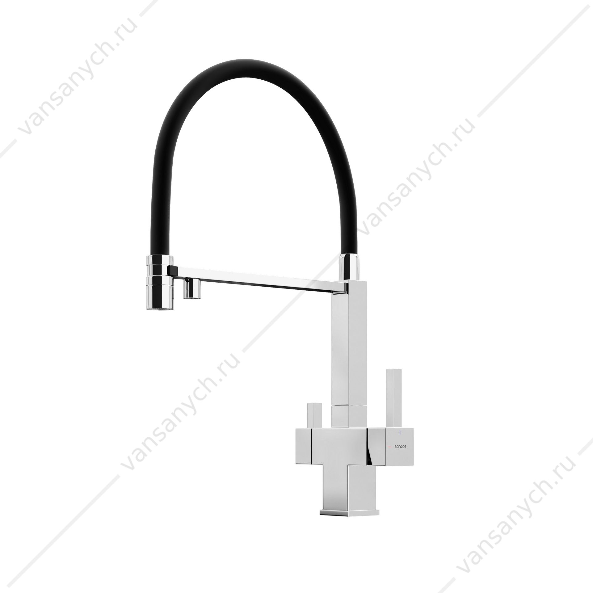 Смеситель с гибким изливом, под фильтр питьевой воды Sancos Moro SC4006CH хром/черный SANCOS (Италия) купить в Тюмени (Ван Саныч™)