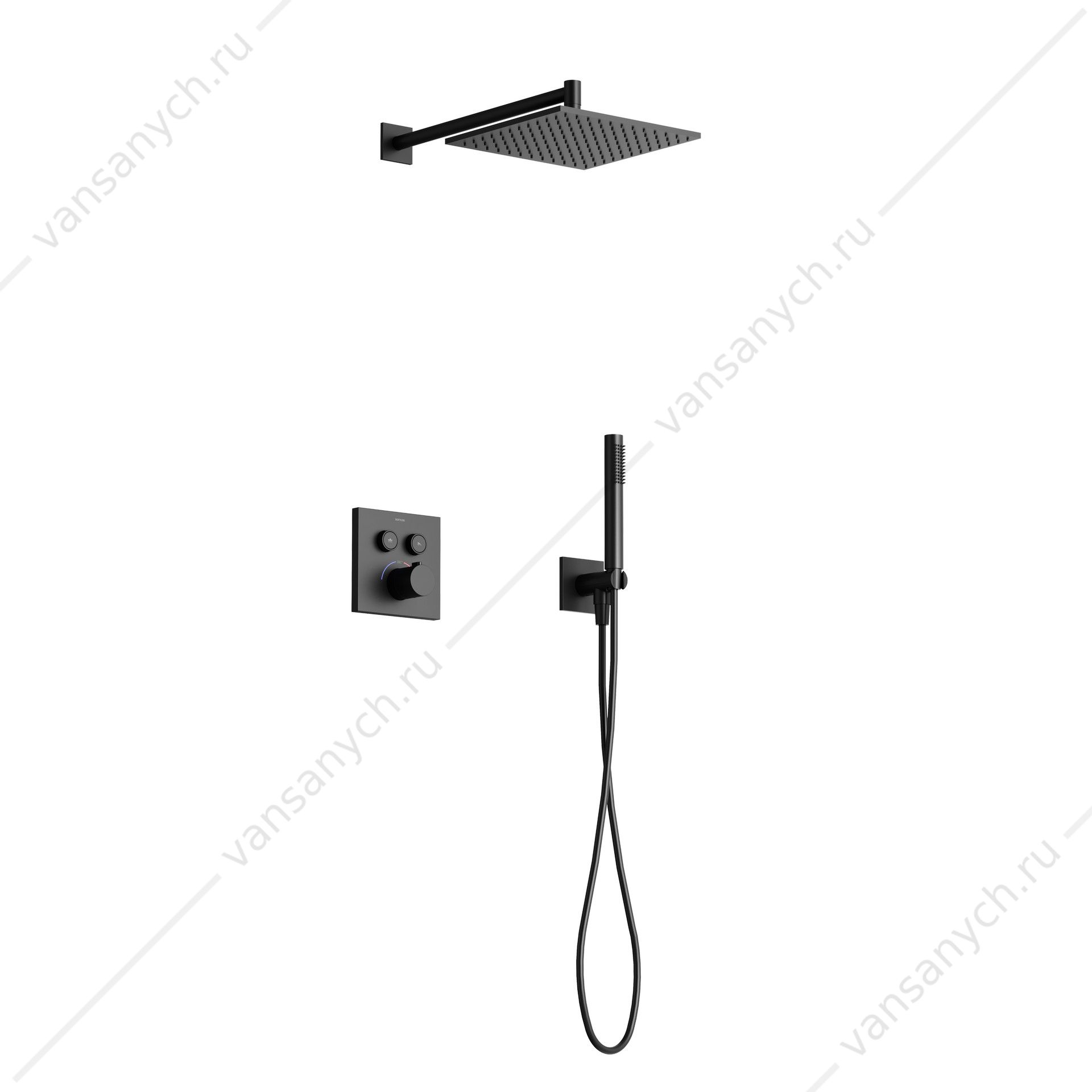 Душевая система с термостатом Sancos Linn SC9022MB встраиваемая в стену цвет черный SANCOS (Италия) купить в Тюмени (Ван Саныч™)