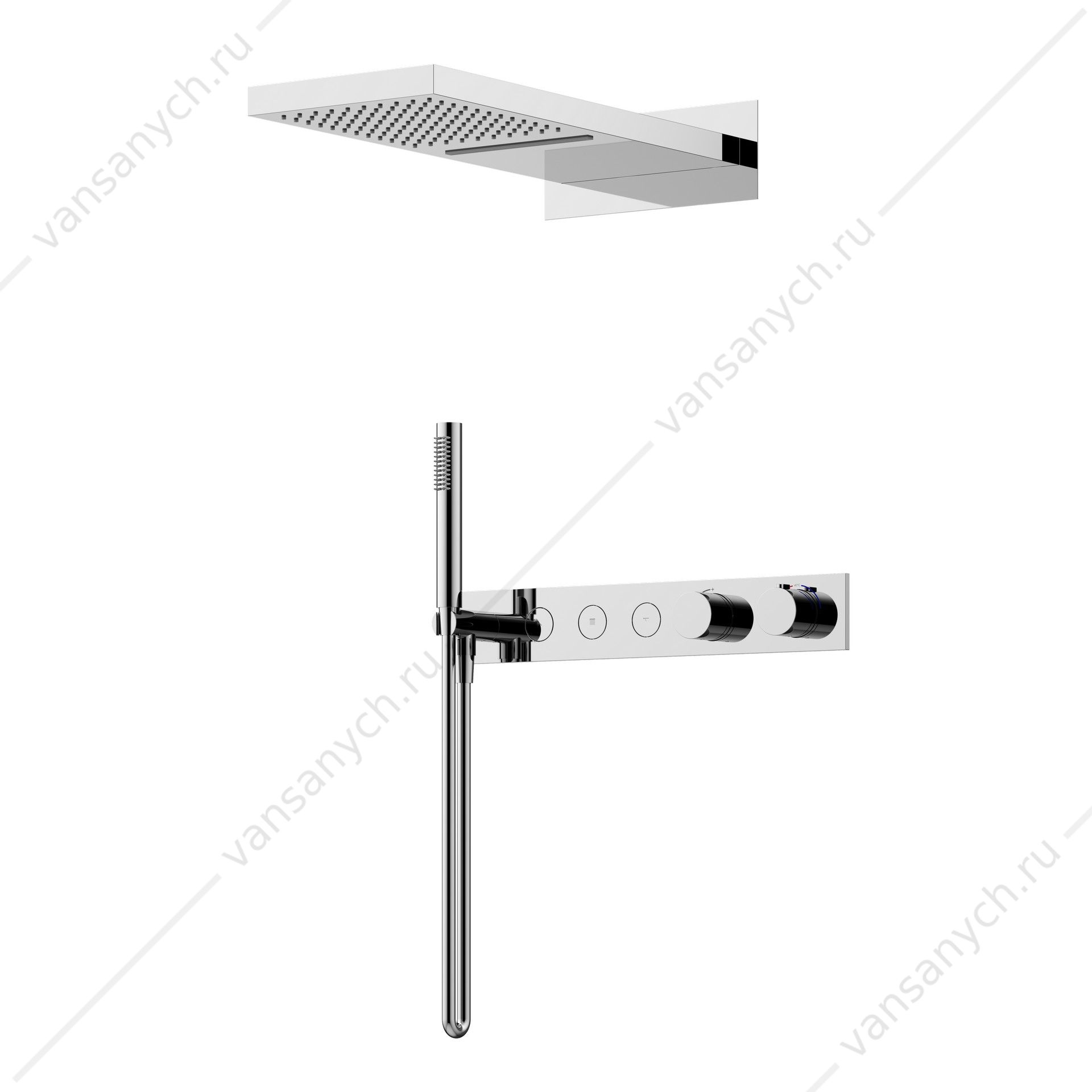 Душевая система с термостатом Sancos Linn SC9023CH встраиваемая в стену цвет хром SANCOS (Италия) купить в Тюмени (Ван Саныч™)