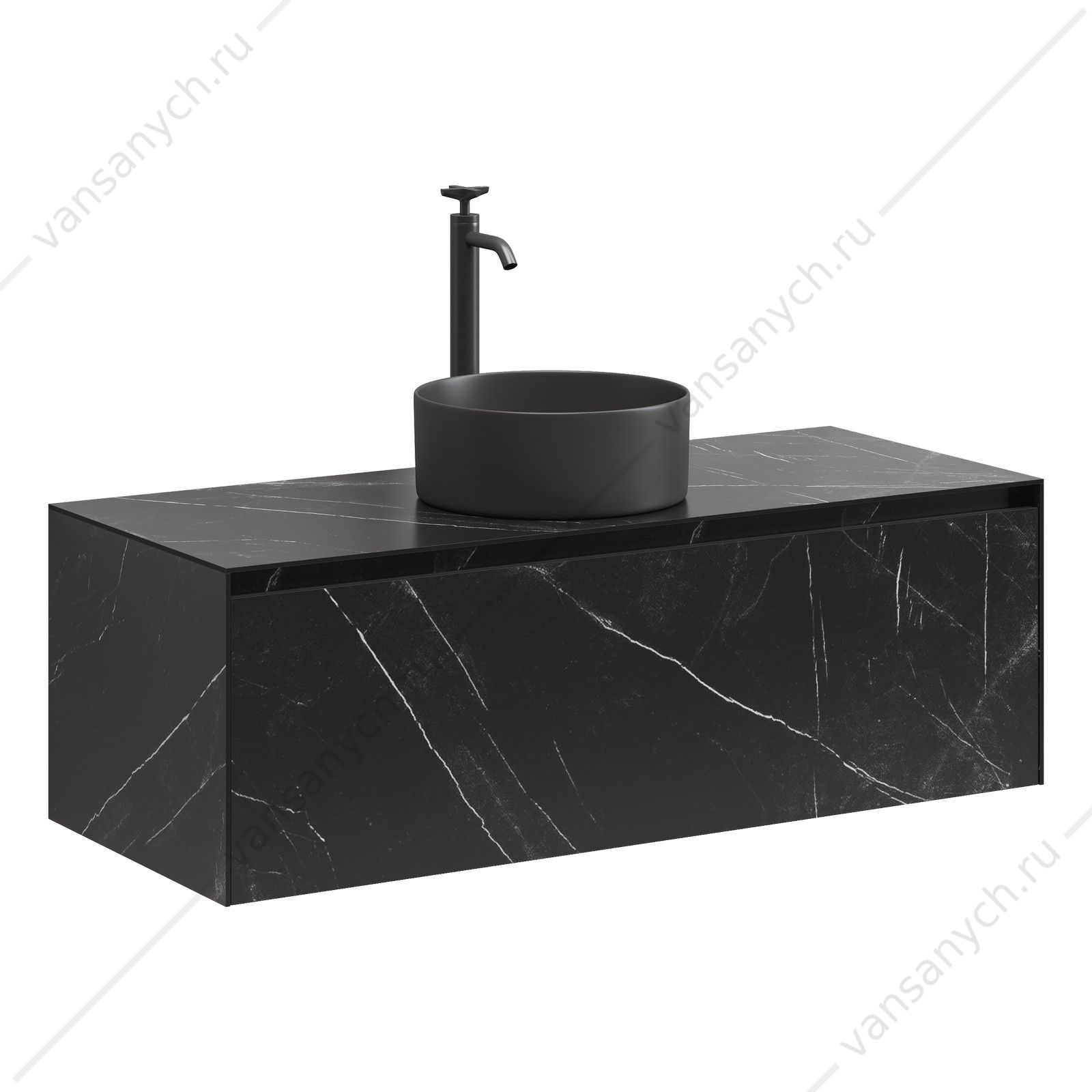 Тумба под накладную раковину 120 подвесная SANCOS Stone 120х40 Nero Marquina ST120NM SANCOS (Италия) купить в Тюмени (Ван Саныч™)