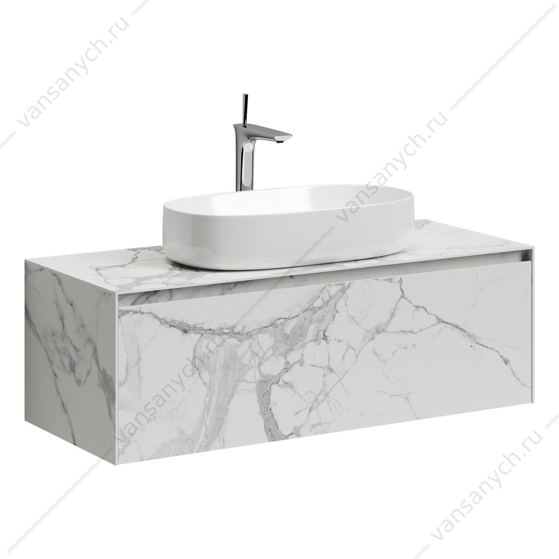Тумба под накладную раковину 120 подвесная SANCOS Stone 120х40 Statuario white ST120SV SANCOS (Италия) купить в Тюмени (Ван Саныч™)