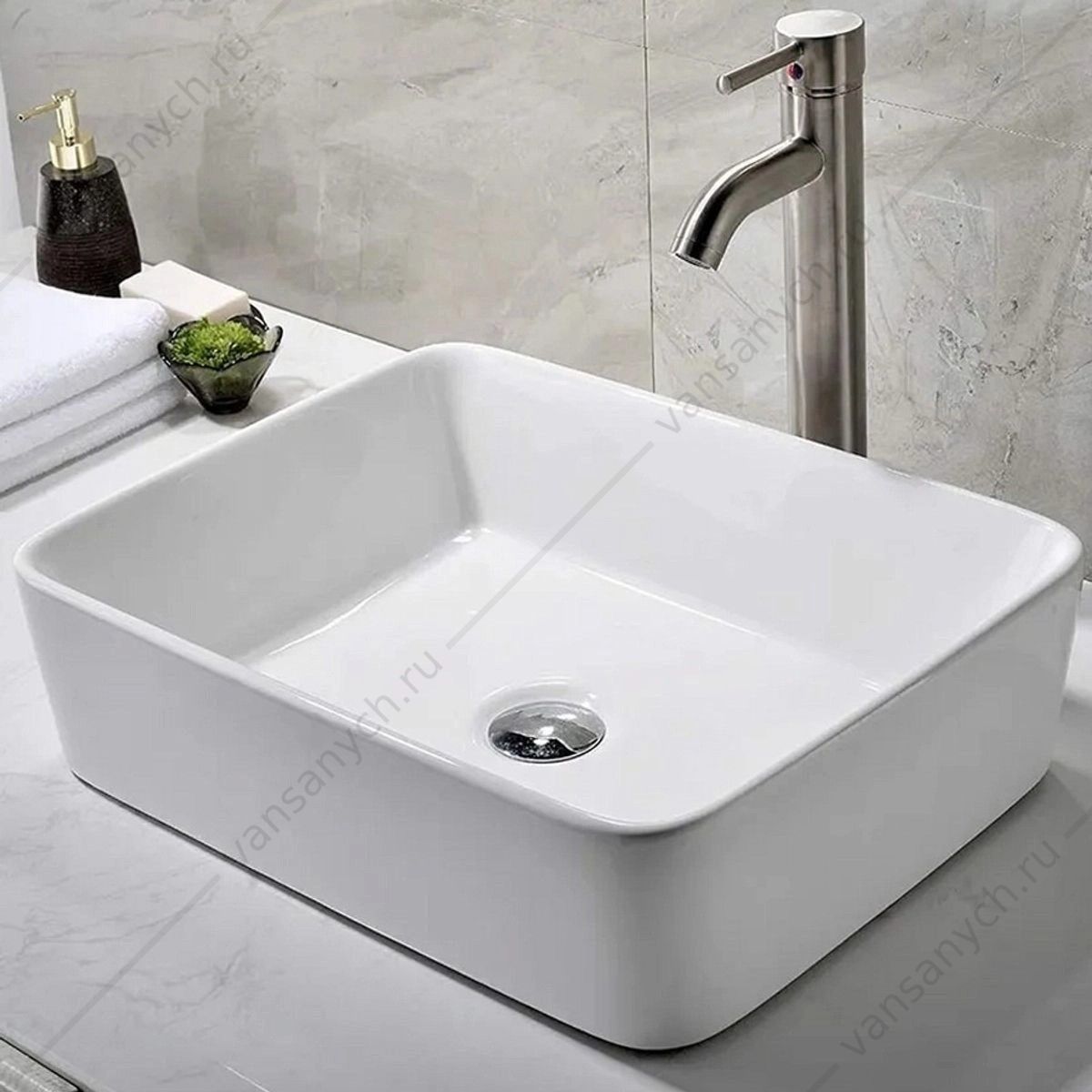 УТ000039131 Раковина 48х37 накладная Watersense Eva 50 W00001 белая Watersense (Италия/Китай) купить в Тюмени (Ван Саныч™)