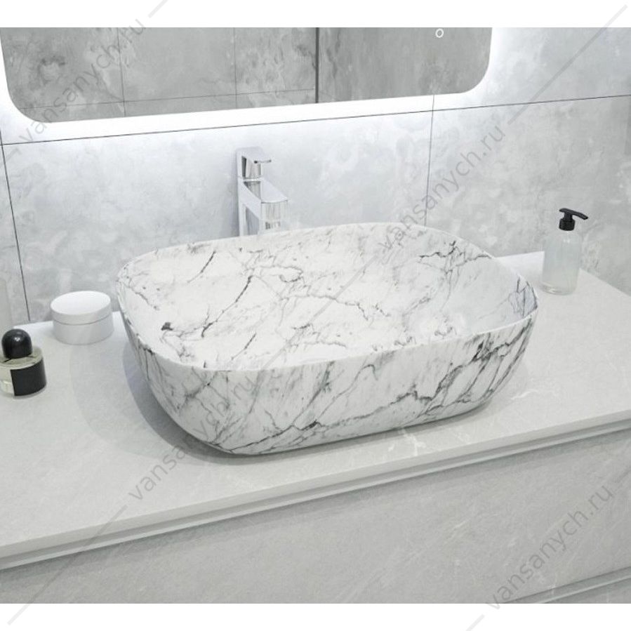УТ000039155 Раковина 49х40 накладная Watersense Rita 50 W00055 белый мрамор Watersense (Италия/Китай) купить в Тюмени (Ван Саныч™)
