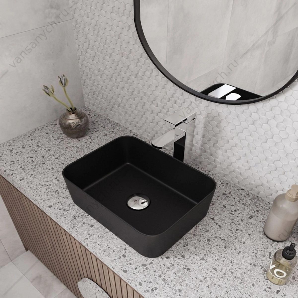 УТ000039150 Раковина 40х30 накладная Watersense Eva Mini 40 W00173 черная матовая Watersense (Италия/Китай) купить в Тюмени (Ван Саныч™)