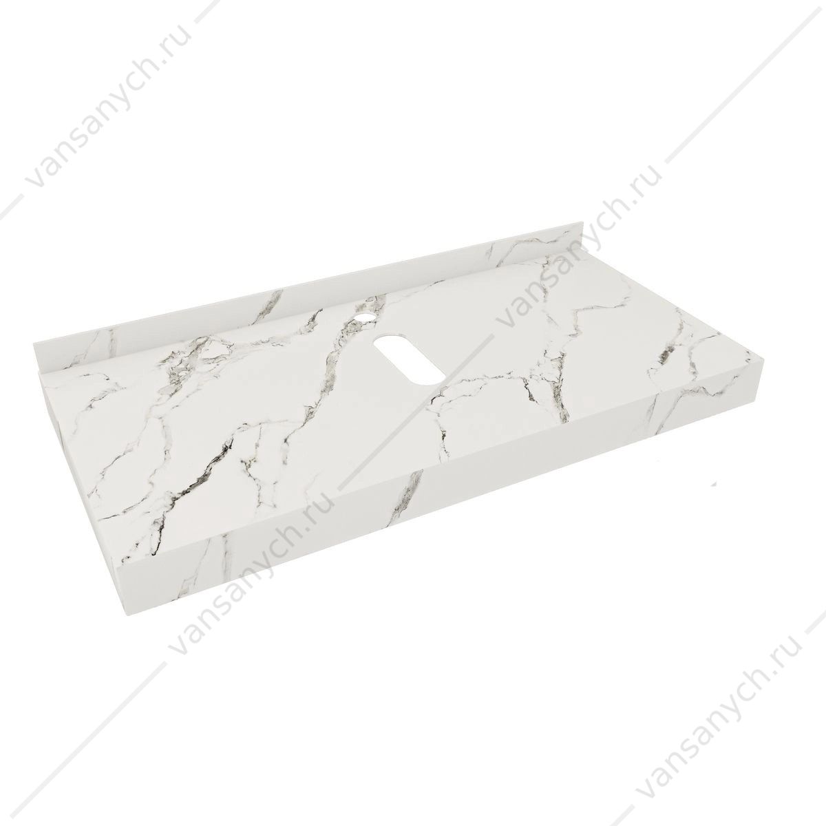 УТ000039068 Столешница 100х50см керамогранит под раковину Watersense Eva W00284 белый мрамор Watersense (Италия/Китай) купить в Тюмени (Ван Саныч™)