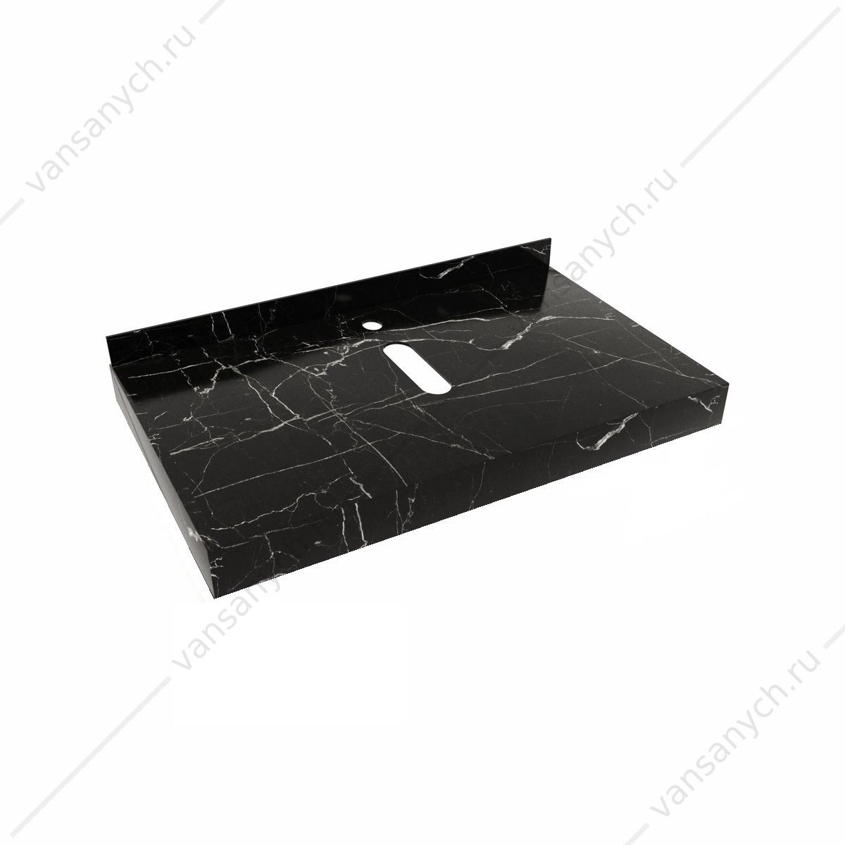УТ000039071 Столешница 80х50см керамогранит под раковину Watersense Eva W00292 черный мрамор Watersense (Италия/Китай) купить в Тюмени (Ван Саныч™)