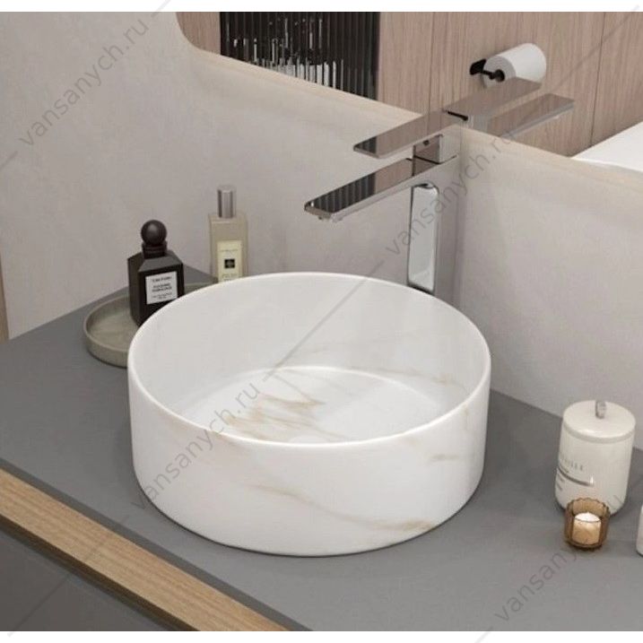 УТ000039163 Раковина 36х36 накладная Watersense Milana D35 W00761 мрамор белый матовый Watersense (Италия/Китай) купить в Тюмени (Ван Саныч™)