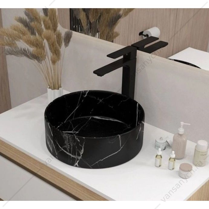 УТ000039164    Раковина 36х36 накладная Watersense Milana D35 W00762 мрамор черный матовый Watersense (Италия/Китай) купить в Тюмени (Ван Саныч™)