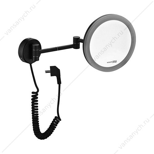 Зеркало косметическое с LED-подсветкой, 3-х кратным увеличением, Elbe K-7200, черный, K-1004BLACK WasserKraft (Германия) купить в Тюмени (Ван Саныч™)