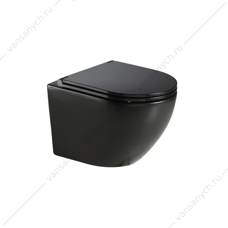 00057970 Унитаз безободковый подвесной Azario Grado чёрный сиденье микролифт  Azario (Китай) купить в Тюмени (Ван Саныч™)