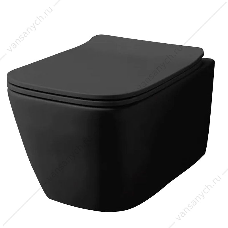 00076352 Унитаз безободковый подвесной Azario Boca чёрный сиденье микролифт, быстросъемное Azario (Китай) купить в Тюмени (Ван Саныч™)