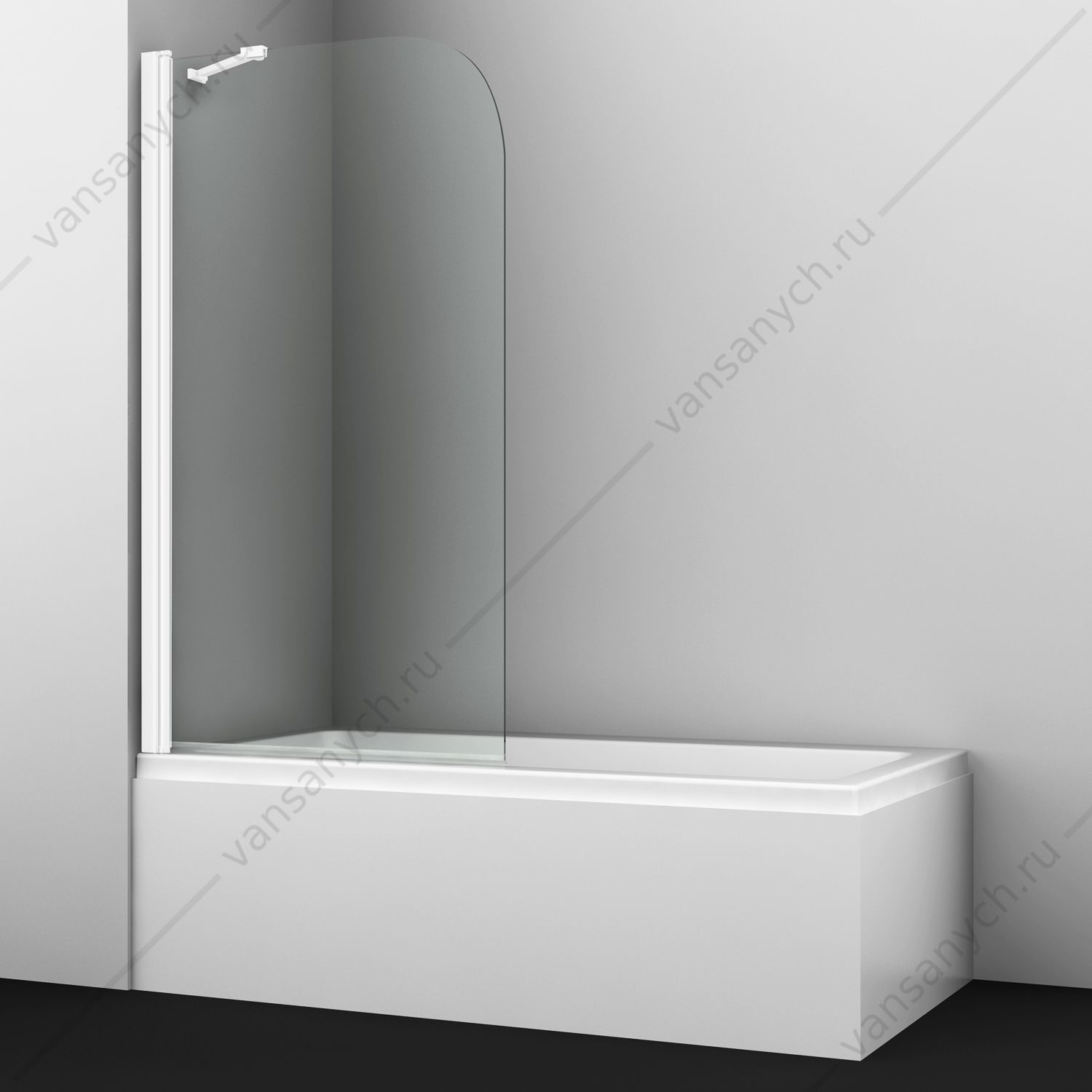 SET2481 Шторка на ванну 80х140 Leine 35P01-80WHITE Fixed стеклянная, белый WasserKraft (Германия) купить в Тюмени (Ван Саныч™)